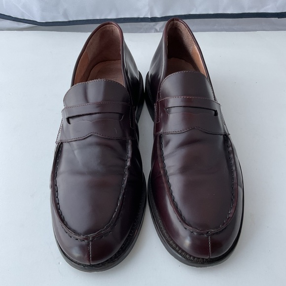 J. Crew Burgundy Leather Split Toe Penny Loafers Men's Size 10.5 - Picture 2 of 16